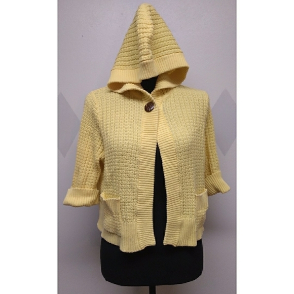 Hooded cropped sweater single button cardigan - Picture 1 of 11